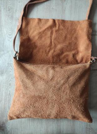 Женская  замшевая сумка кросс боди  genuine leather, made in italy.6 фото