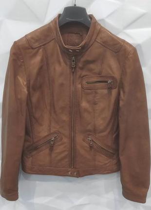 Кожаная куртка s. oliver size s/m original 100% leather brown