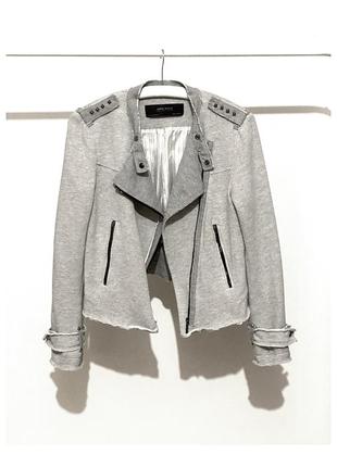 Eur 38 zara хлопок косуха из ткани женская серая короткая курточка летняя куртка из ткани
