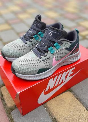 Жіночі кросівки nike pegasus trail сірі з зеленим знижка sale | smb