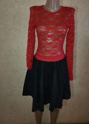 Сукня червона з чорним прозора, эффектное сексуальное платье