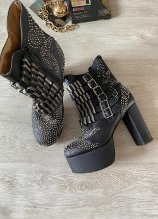 Эксклюзивные черные кожаные ботинки в стиле панк рок1 фото