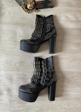 Эксклюзивные черные кожаные ботинки в стиле панк рок9 фото