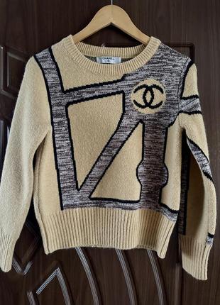 Теплый брендовый свитер кофта chanel