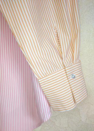 Двухцветная рубашка свободного кроя удлинённая рубашка в полоску оверсайз7 фото