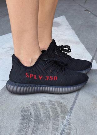 Жіночі текстильні кросівки adidas yeezy 350 black адідас ізі буст 350