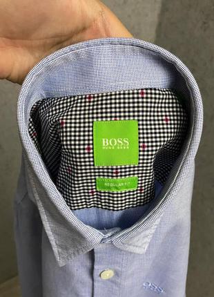 Голубая рубашка от бренда hugo boss5 фото