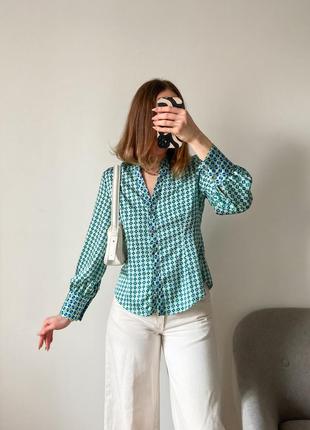 Сатинова принтована блуза6 фото