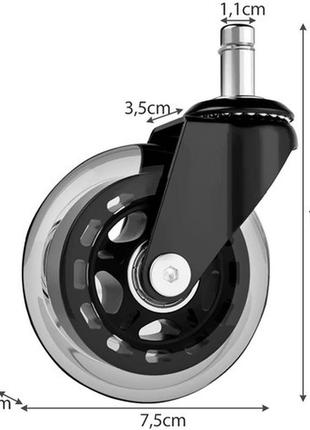 Безшумні роликові колеса для офісного крісла , стільця  - 5 шт malatec 22077 польща6 фото