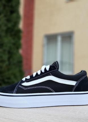 Vans кеди чорні з білим кросівки чоловічі замшеві ванс весняні осінні демісезонні демісезон відмінна якість низькі замша текстиль текстильні10 фото