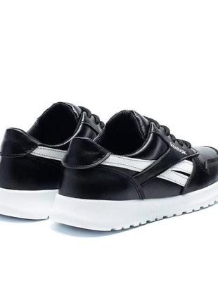 Демісезонні підліткові шкіряні кросівки reebok колір чорний, білий.4 фото