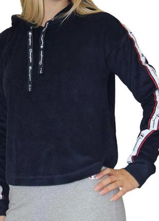 Жіночий оригінальний світшот худі з лампасами champion customfit m1 фото