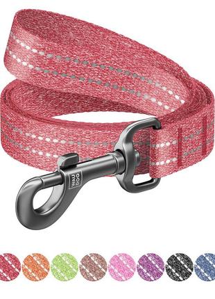 Поводок для собак из восстановленного хлопка waudog re-cotton светоотражающий, ш 25 мм, дл 200 см красный