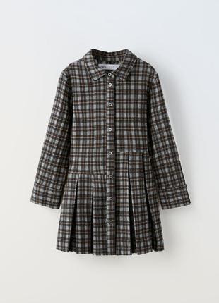 Zara стильна фірмова сукня в клітинку на гудзиках на дівчинку зара плаття сорочка бавовна