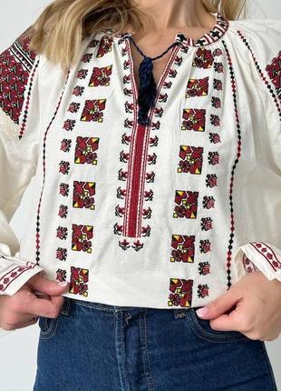 Жіноча вишиванка ❤️ стильна вишита сорочка у етно стилі ❤️ молочна вишиванка ❤️