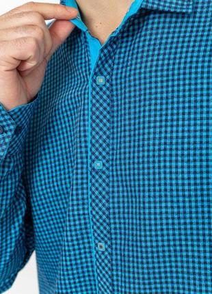 Рубашка мужская в клеку байковая, цвет сине-голубой, 214r99-33-0225 фото