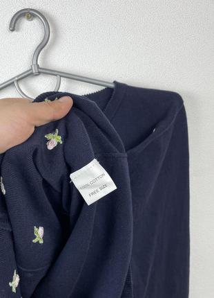 Женский винтажей кардиган кофта на пуговицах в вышитый логотип цветков6 фото
