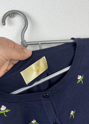 Женский винтажей кардиган кофта на пуговицах в вышитый логотип цветков9 фото