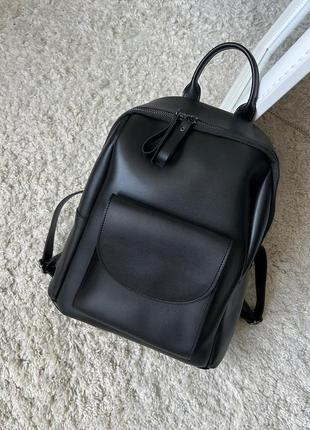 Черный - качественный фабричный рюкзак с металлической фурнитурой (луцк, 675)