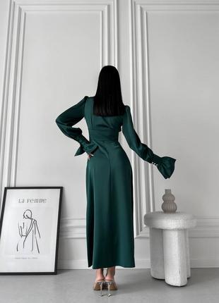 Жіноча неймовірно вишукана якісна стильна трендова витончена смарагдова довга максі сукня "sens”2 фото