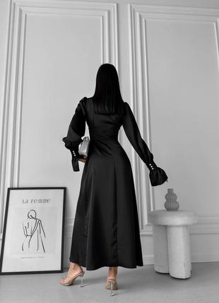 Жіноча неймовірно вишукана якісна стильна трендова витончена чорна довга максі сукня "sens”9 фото