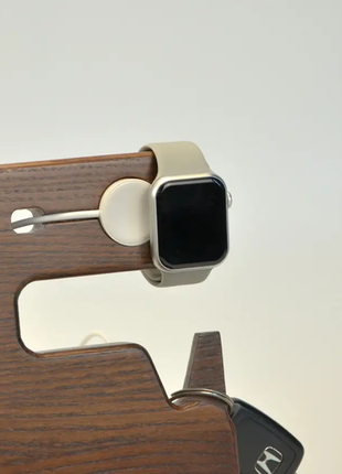 Органайзер з натурального дерева тримач для телефону і годинників apple для дому офісу на подарунок4 фото