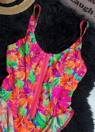 Купальник на замке с кольцом ann summers/купальник сдельный/боди с ярким цветочным принтом2 фото