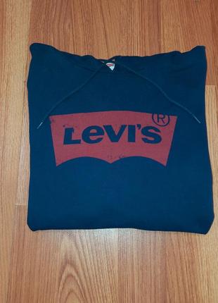 Чоловіча синя кофта худі levis з великим лого5 фото