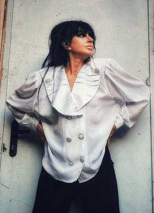 Блуза винтажная с атласным воротником giovani батал большого размера рубашка