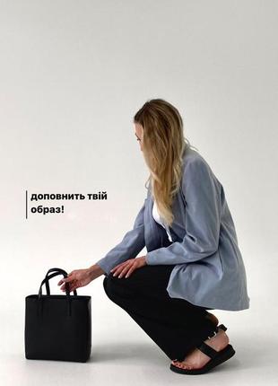 Черная - большая каркасная качественная сумка в стиле "tote bag" на молнии (луцк, 776)1 фото