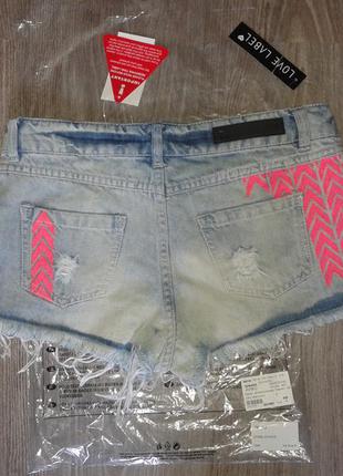 Шорты джинсовые love label neon embroidered denim shorts 82 фото