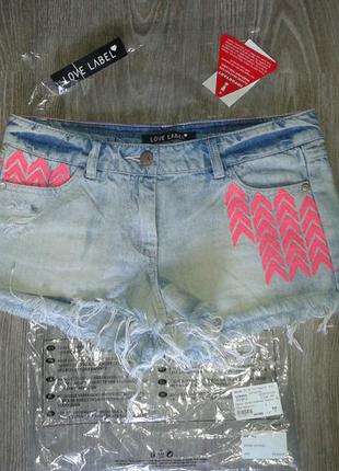 Шорти джинсові love label neon embroidered denim shorts 81 фото