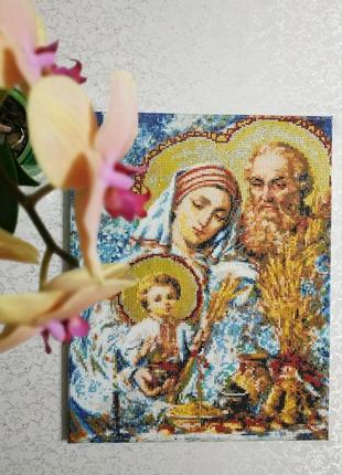 Картина діамантова мозаїка алмазна святе сімейство ікона різдво1 фото