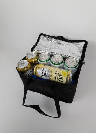 Изотермическая сумка термосумка 5 литров. сумки-холодильники термосумки. черная термо сумка для еды и напитков9 фото