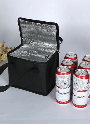 Изотермическая сумка термосумка 5 литров. сумки-холодильники термосумки. черная термо сумка для еды и напитков5 фото