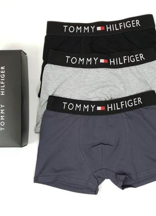 Белье нижнее комплект трусов 3шт tommy hilfiger мужские трусы боксеры из хлопка томми хилфигер. набор трусов6 фото