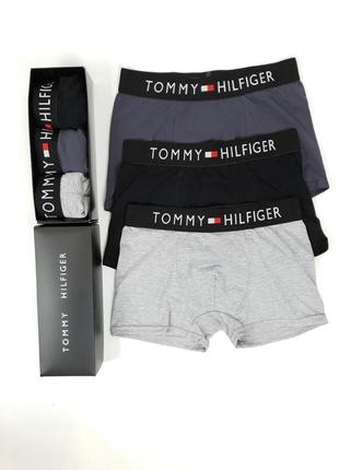 Білизна нижня комплект трусів 3шт tommy hilfiger чоловічі труси боксери з бавовни томмі хілфігер. набір трусів7 фото