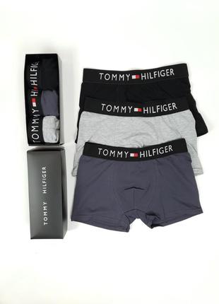 Белье нижнее комплект трусов 3шт tommy hilfiger мужские трусы боксеры из хлопка томми хилфигер. набор трусов8 фото