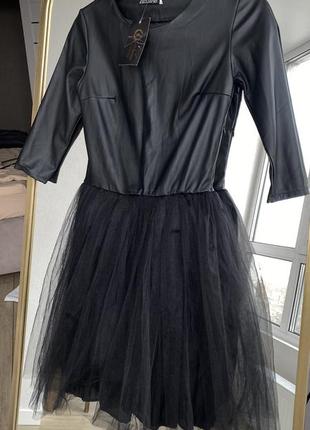 Нова сукна з екошкіри з фатином хс-с1 фото