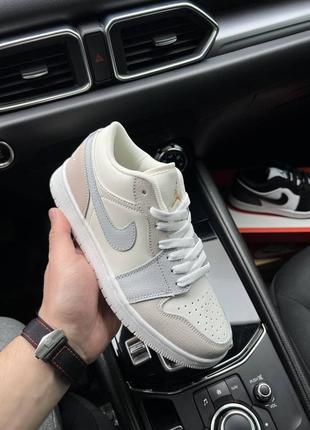 Кросівки жіночі nike air jordan 1 low beige & gray👟2 фото