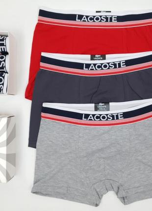 Набор трусов мужских в подарок 3шт lacoste dark. мужское нижнее белье боксеры в коробке лакосте дарк комплект6 фото