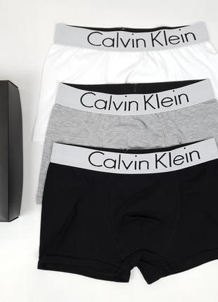 Чоловічі труси боксери з бавовни 3шт calvin klein. набір трусів для чоловіків. кельвін кляйн комплект трусів 3 шт9 фото