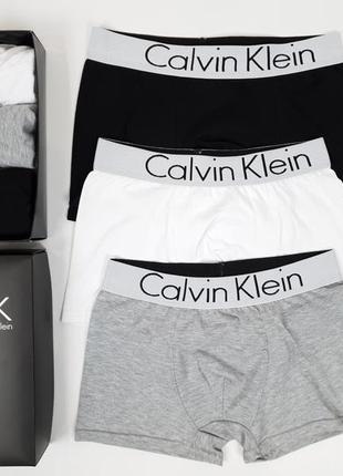 Чоловічі труси боксери з бавовни 3шт calvin klein. набір трусів для чоловіків. кельвін кляйн комплект трусів 3 шт7 фото