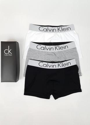 Чоловічі труси боксери з бавовни 3шт calvin klein. набір трусів для чоловіків. кельвін кляйн комплект трусів 3 шт4 фото