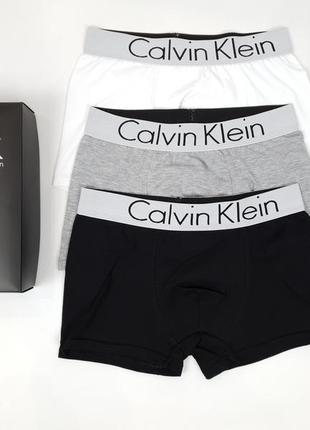 Чоловічі труси боксери з бавовни 3шт calvin klein. набір трусів для чоловіків. кельвін кляйн комплект трусів 3 шт5 фото