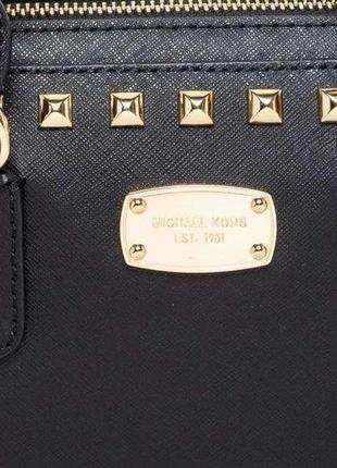 Чорна шкіряна сумка оригінал сумка зі шкіри сафіано michael kors сумка с длинной ручкой сумка с короткими ручками кожаная сумка7 фото