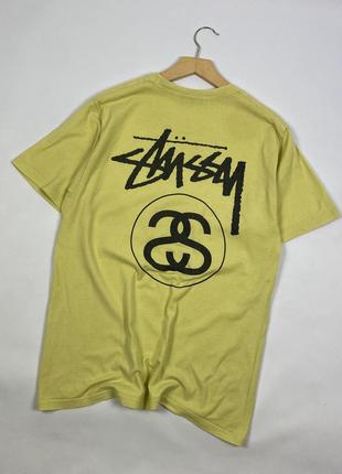 Оригінальна чоловіча вінтажна футболка stussy yellow big logo cotton t-shirt size m