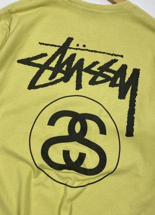 Оригінальна чоловіча вінтажна футболка stussy yellow big logo cotton t-shirt size m6 фото