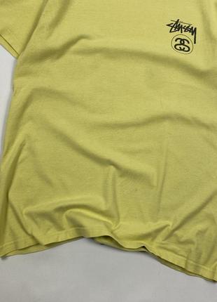 Оригінальна чоловіча вінтажна футболка stussy yellow big logo cotton t-shirt size m5 фото