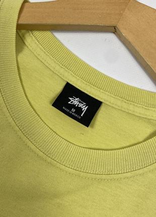 Оригінальна чоловіча вінтажна футболка stussy yellow big logo cotton t-shirt size m9 фото